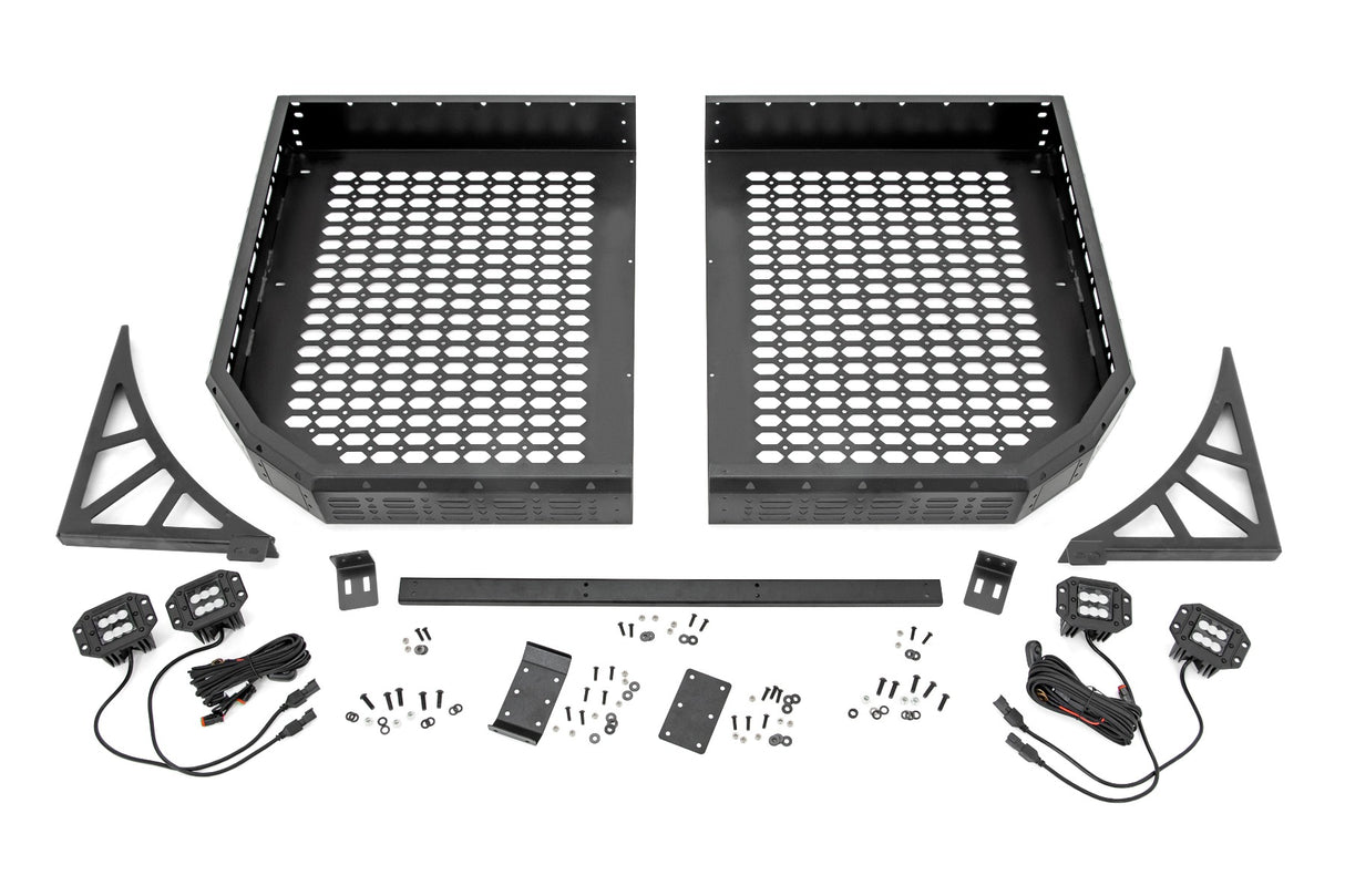 Rough Country - Cargo Rack - Dual 2 In. Black LED Pairs - Flush Mount - Polaris Ranger XP 1000