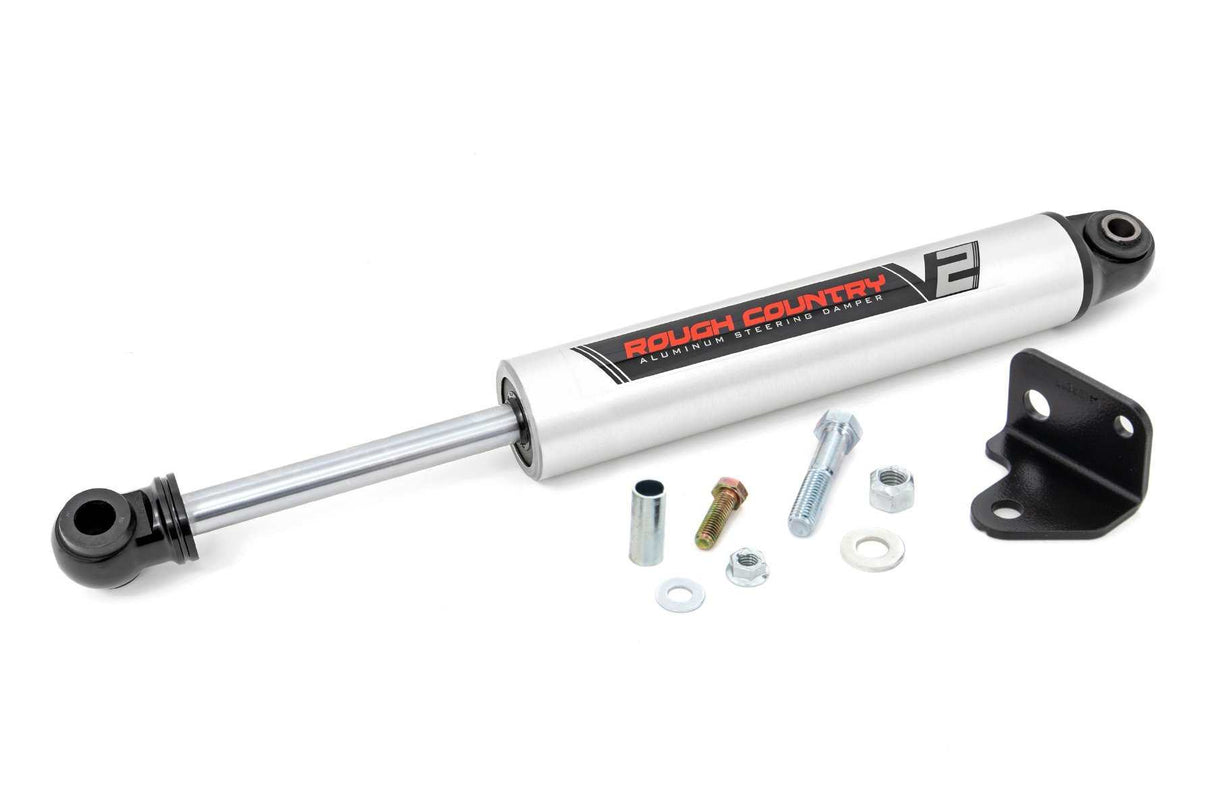Rough Country - V2 Steering Stabilizer - Relocation Bracket - Jeep Wrangler JK/Wrangler Unlimited (07-18)