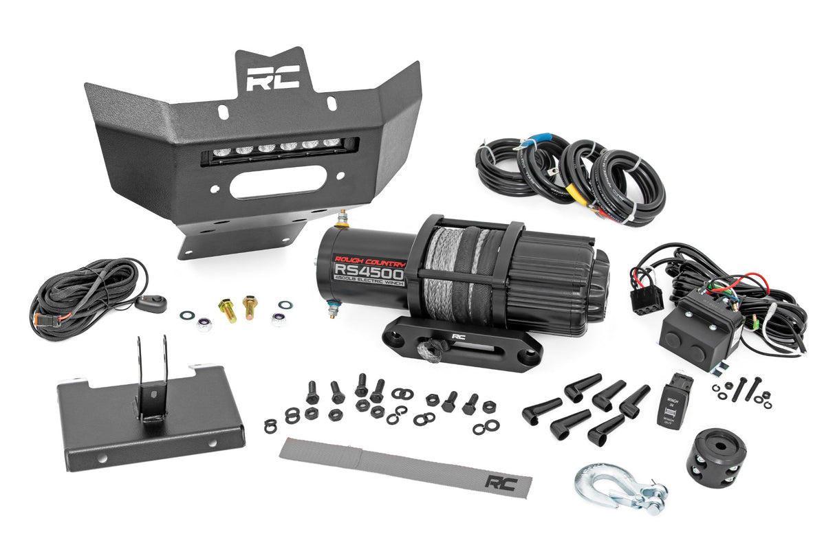 Rough Country - Winch Bumper - 4500-Lb Winch - Black Series LED - 6 In. Light - Can-Am Renegade 1000/Renegade 500