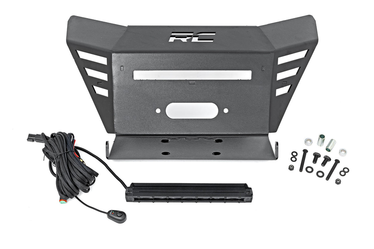 Rough Country - Winch Plate - 10 In. Black Slimline - Honda Pioneer 520