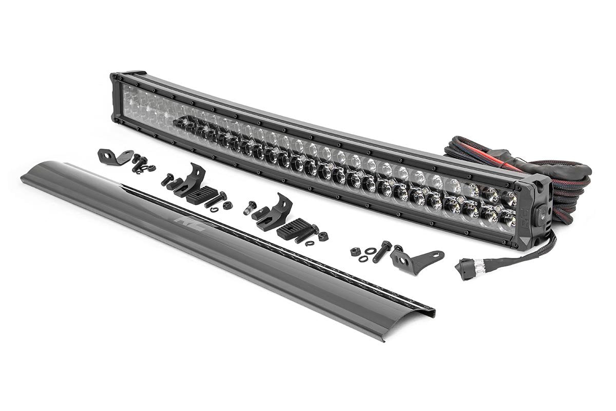 Rough Country - 30 Inch Black Series LED Light Bar - Curved - Dual Row - Cool White DRL