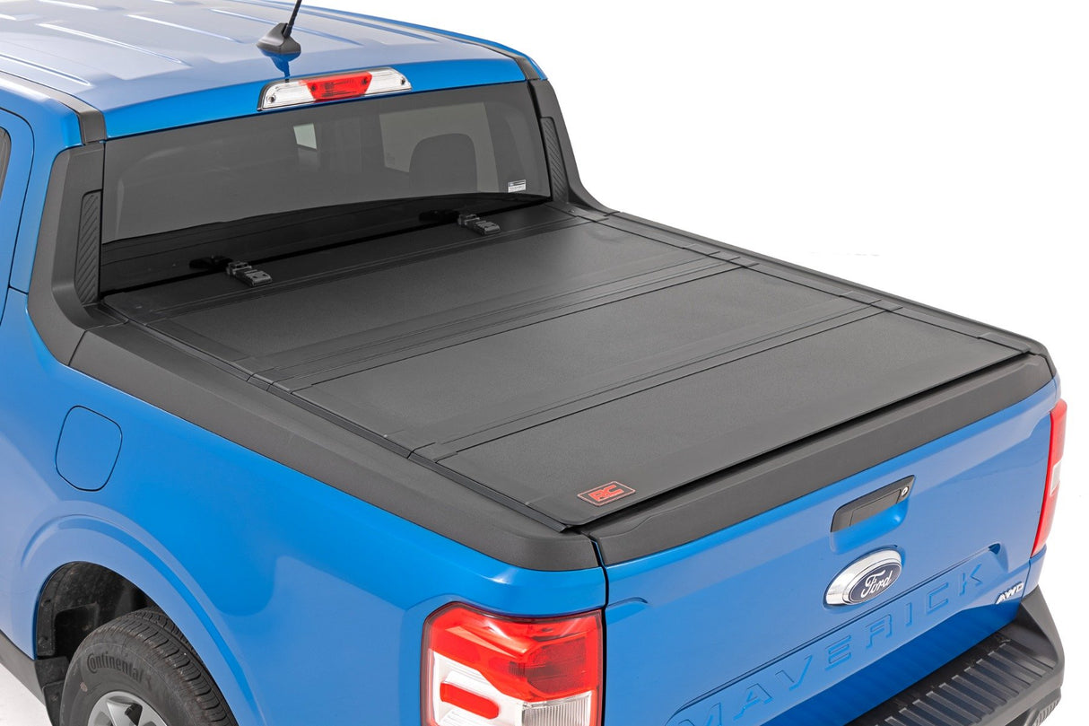 Rough Country - Hard Tri-Fold Flip Up Bed Cover - 4'6 In. Bed - Ford Maverick 2WD/4WD (22-25)