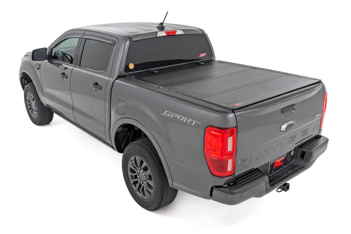 Rough Country - Hard Tri-Fold Flip Up Bed Cover - 5' Bed - Ford Ranger 2WD/4WD (2019-2023)